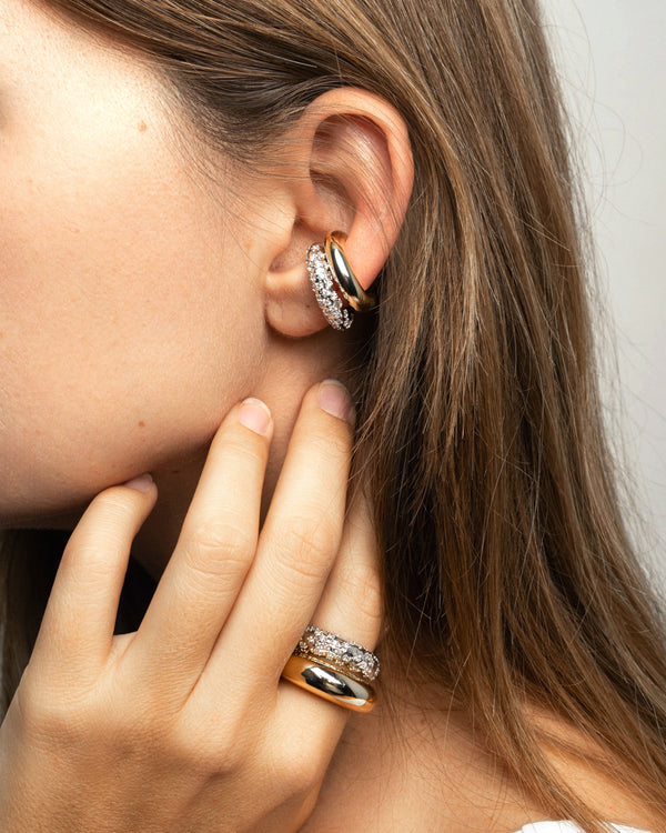 Ear Cuff Set - Crystal & Gold Duo