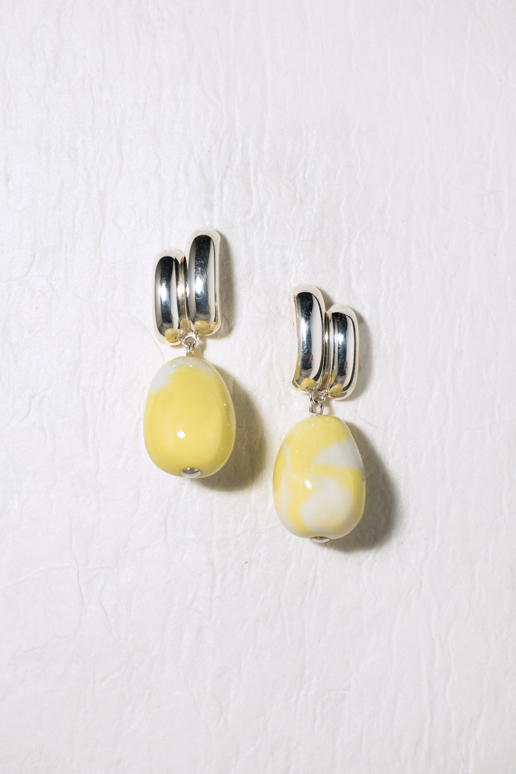 THE IRIS EARRINGS WITH YELLOW CERAMIC BEADS