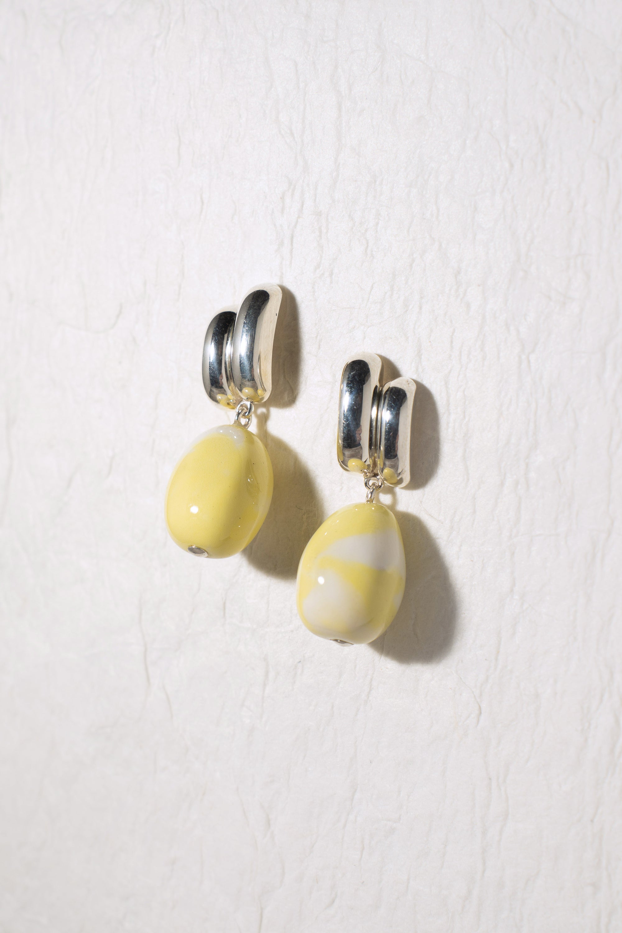 THE IRIS EARRINGS WITH YELLOW CERAMIC BEADS